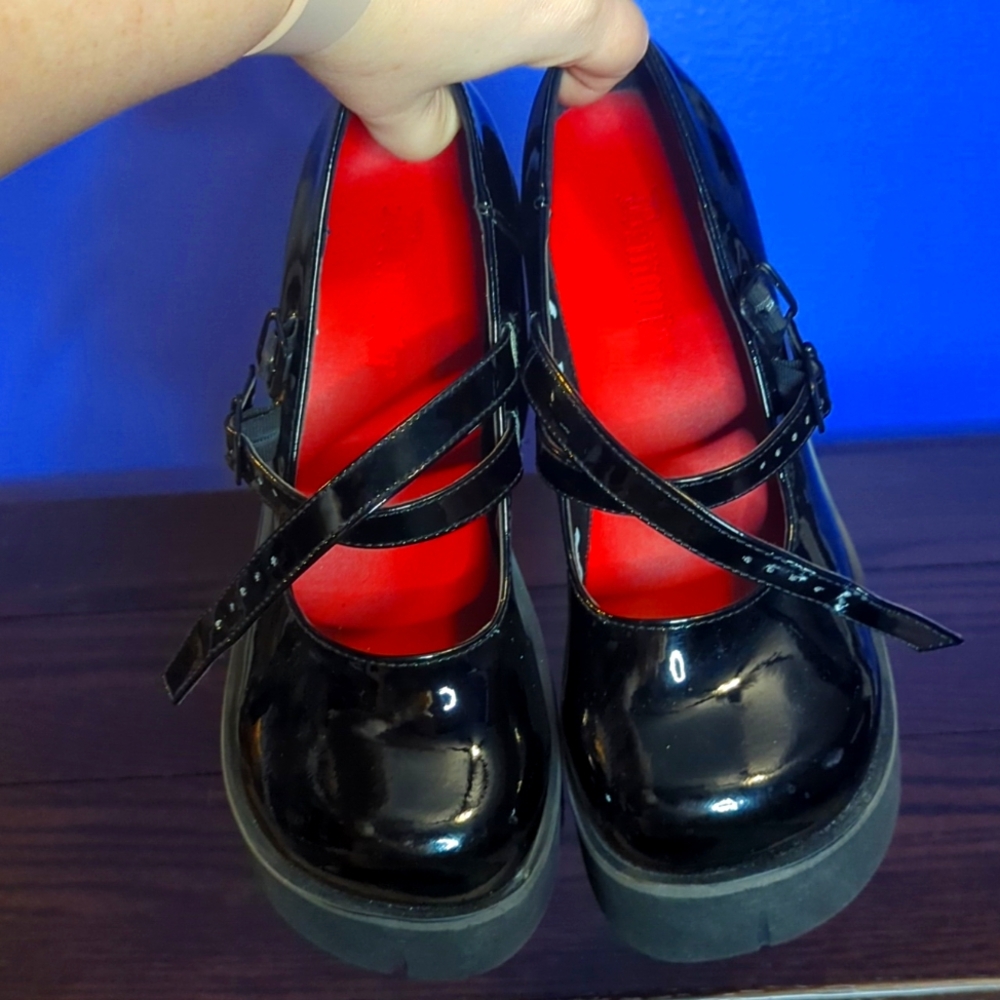 Demonia Kera Patent (Faux) Leather Platform Mary Janes - Picture 7 of 10